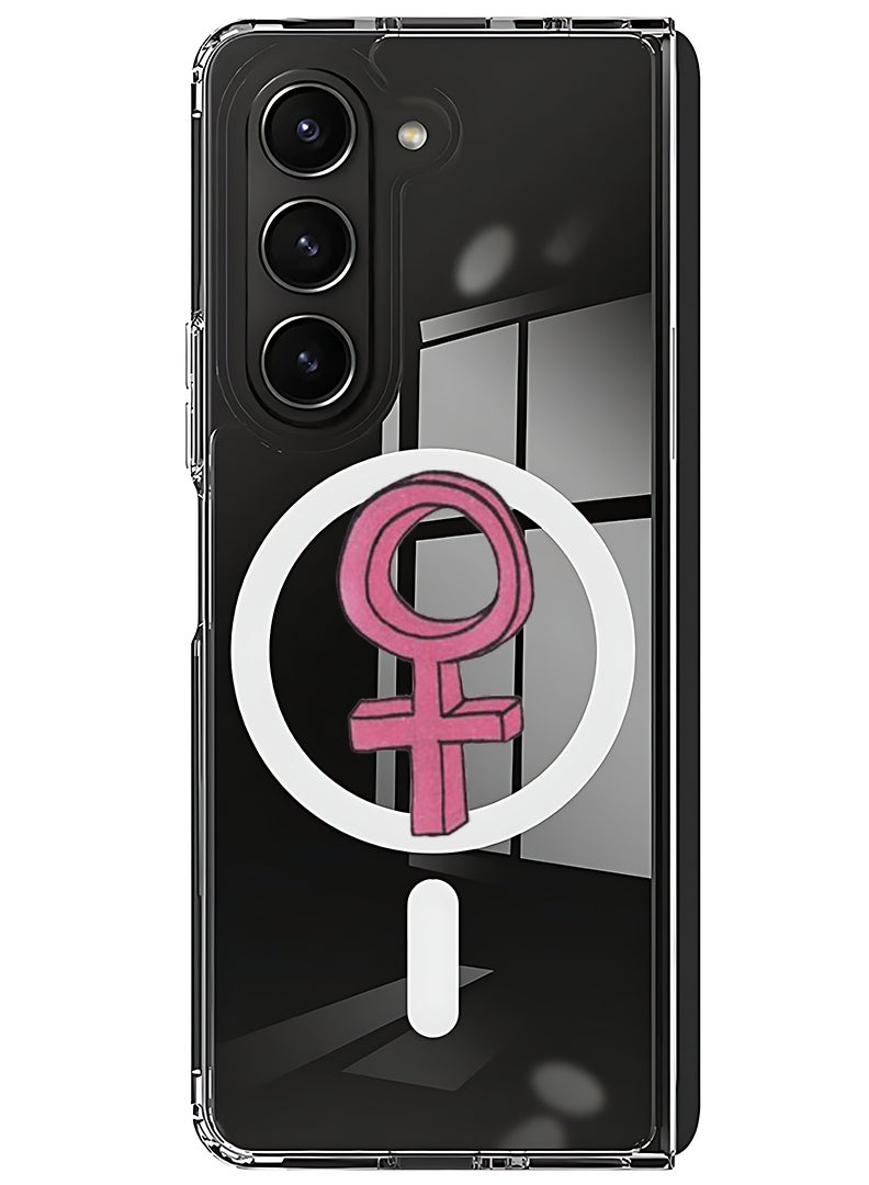 Theodor Magnetic Case for Samsung Galaxy Z Fold 5 Compatible with MagSafe Wireless Charging, Shockproof Phone Bumper Cover Girl power 1 - Image 1