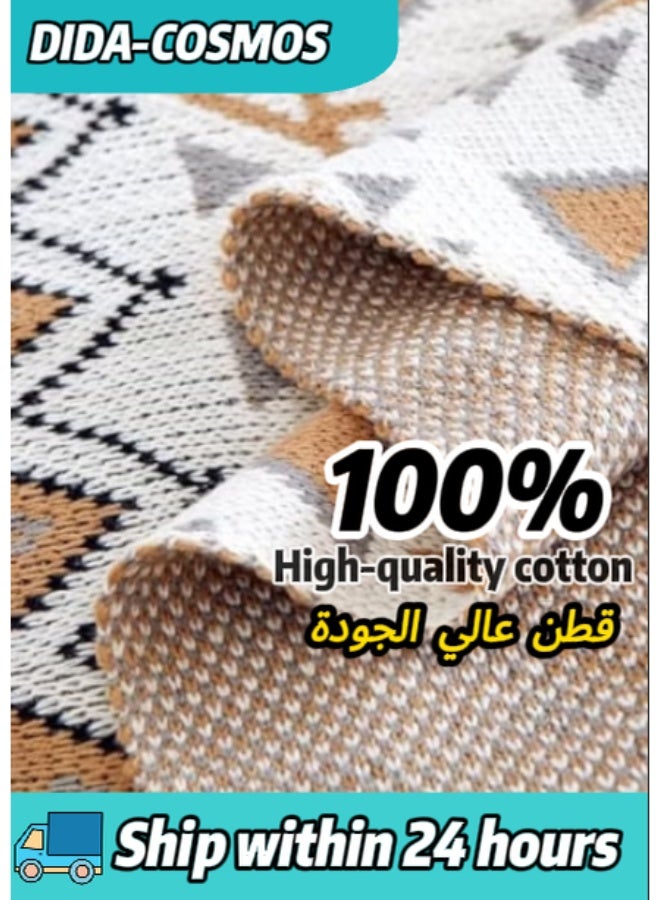 dida-cosmos Boho Throw Blanket, 130x150cm Super Soft Cozy Lightweight Warm for Chair Bed Couch Decorative, Stripe Woven Blanket with Tassels, Home Decor Knit Throw Blankets for Bed Couch Sofa Office - Image 1