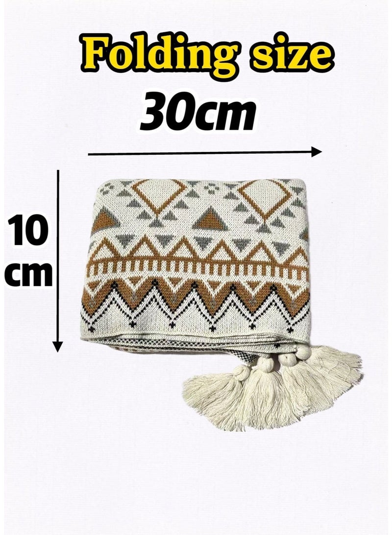 dida-cosmos Boho Throw Blanket, 130x150cm Super Soft Cozy Lightweight Warm for Chair Bed Couch Decorative, Stripe Woven Blanket with Tassels, Home Decor Knit Throw Blankets for Bed Couch Sofa Office - Image 3