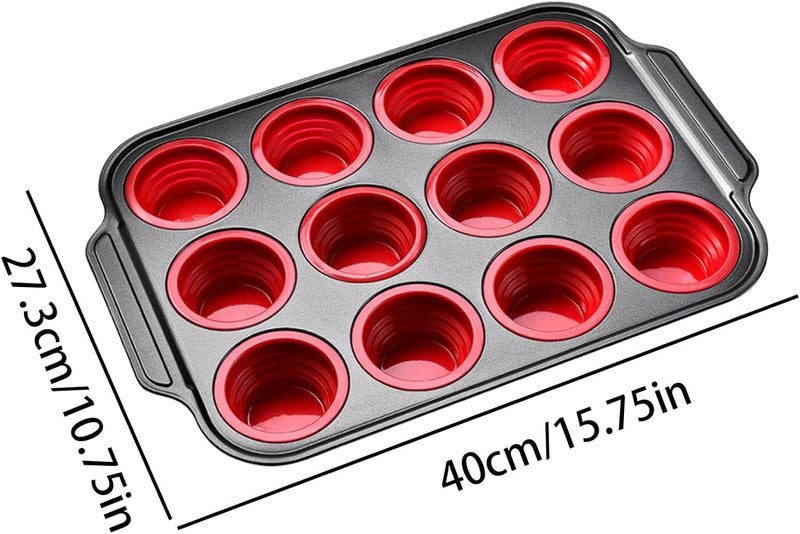 Cupcake Molds, 12 Cavities, Non-Stick Easy Release - Dishwasher Safe Cupcake Tray - for Kitchen, Microwave, Freezer, Snacks - Image 5