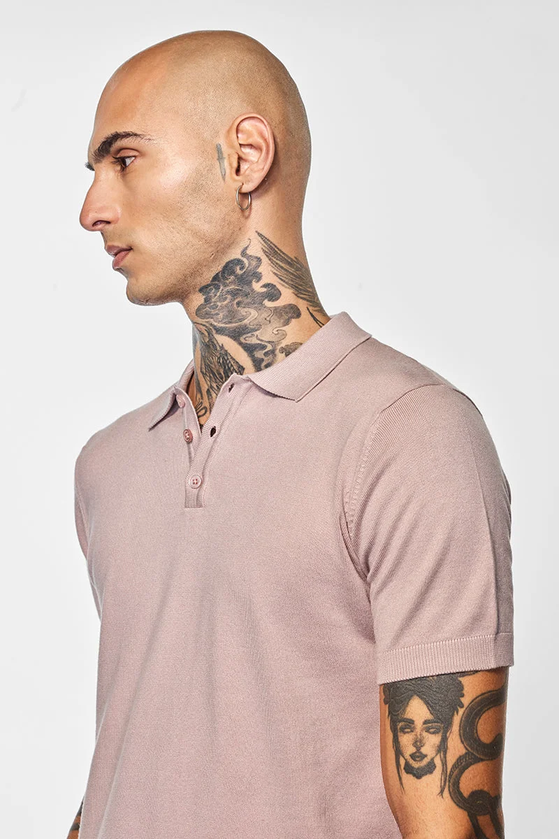 SNITCH تيشيرت بولو سادة وردي فاتح من كور لاب