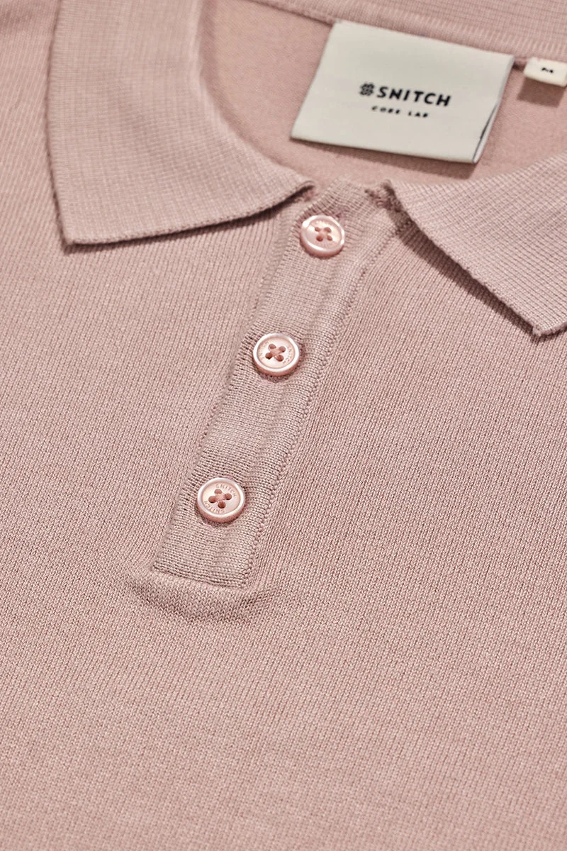 SNITCH Core Lab Light Pink Solid Polo T-Shirt
