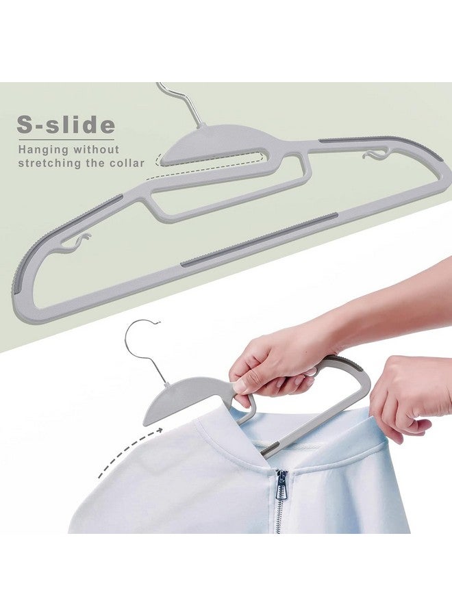Golden Bird Golden bird Plastic Hangers Heavy Duty Clothes Hangers with Non-Slip Pads Space Saving 0.2" Thickness Super Lightweight Organizer Clothes Hanger for Wardrobe,Multi Purpose Use for Clothes (10, Grey)  - Image 2