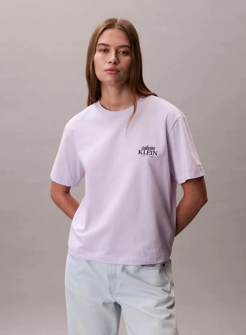 Calvin Klein Island Lilac Relaxed Embroidered Logo T-Shirt for Women | Best Price UAE