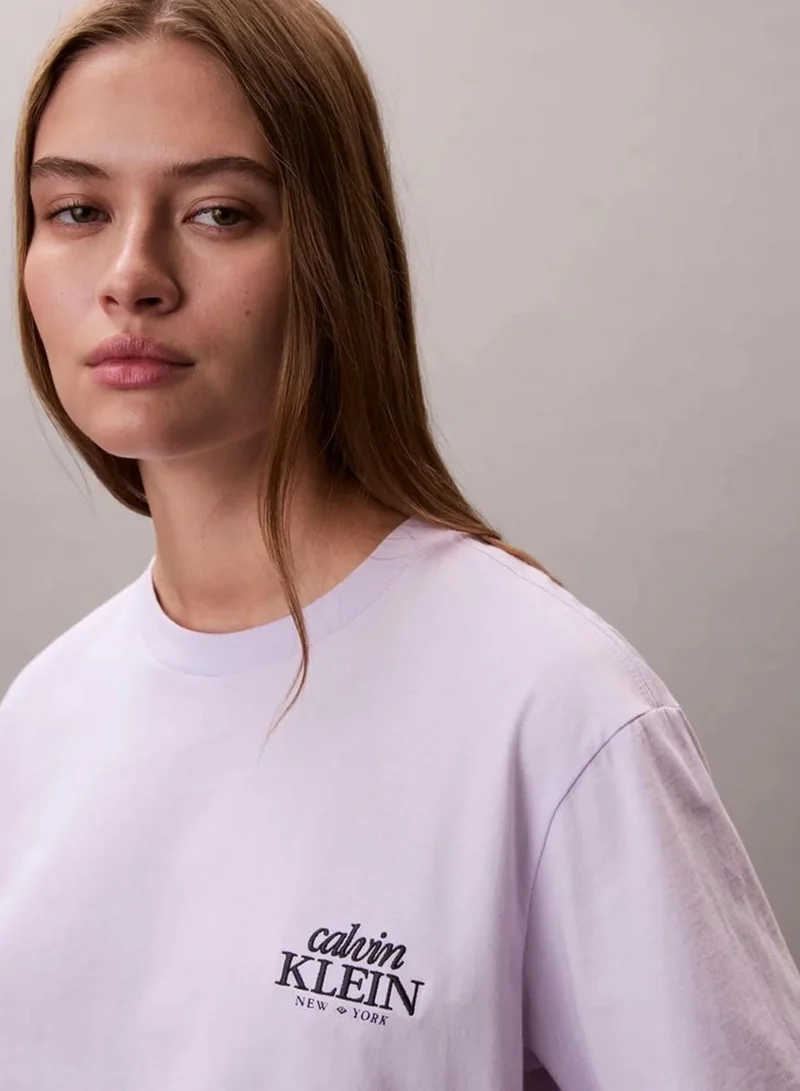 Calvin Klein Island Lilac Relaxed Embroidered Logo T-Shirt for Women | Best Price UAE