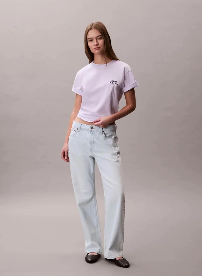 Calvin Klein Island Lilac Relaxed Embroidered Logo T-Shirt for Women | Best Price UAE
