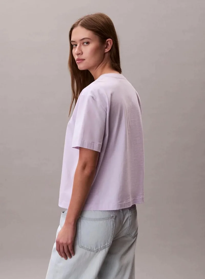 Calvin Klein Island Lilac Relaxed Embroidered Logo T-Shirt for Women | Best Price UAE