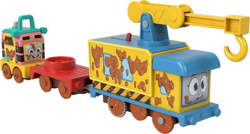 Thomas & Friends Fisher-Price Fix ‘em Up Friends Motorized Vehicle Set with Toy Train Engine and Crane for Kids Ages 3 Years and up - Image 1