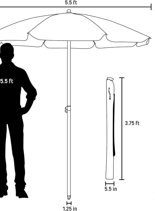 PICNIC TIME ONIVA - a Brand Outdoor Canopy Sunshade Beach Umbrella 5.5' - Small Patio Umbrella - Beach Chair Umbrella, (Navy Blue) - Image 2