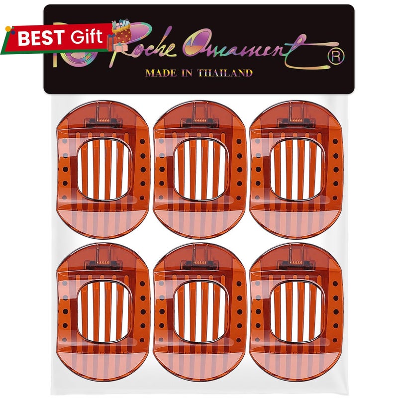 RC ROCHE ORNAMENT RC ROCHE 6 Pcs Flat Claw Hair Clips for Women Thick Hair French Round Duckbill Square Secure Strong Hold Grip Clamps Barrettes Curved No Slip No Crease Plastic Styling Cute, Medium Brown - Image 5