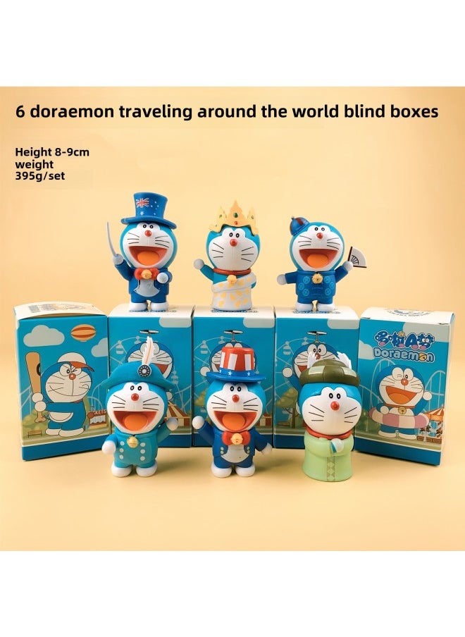 Generic - And Fast Delivery Doraemon Blind Box Hand-held National Jingle Travel Around The World Blue Fat Man Home Gashapon Ornaments-Color:8 Generations Of Cat Ear Jingle Cat Blind Boxes Are Random - Image 1
