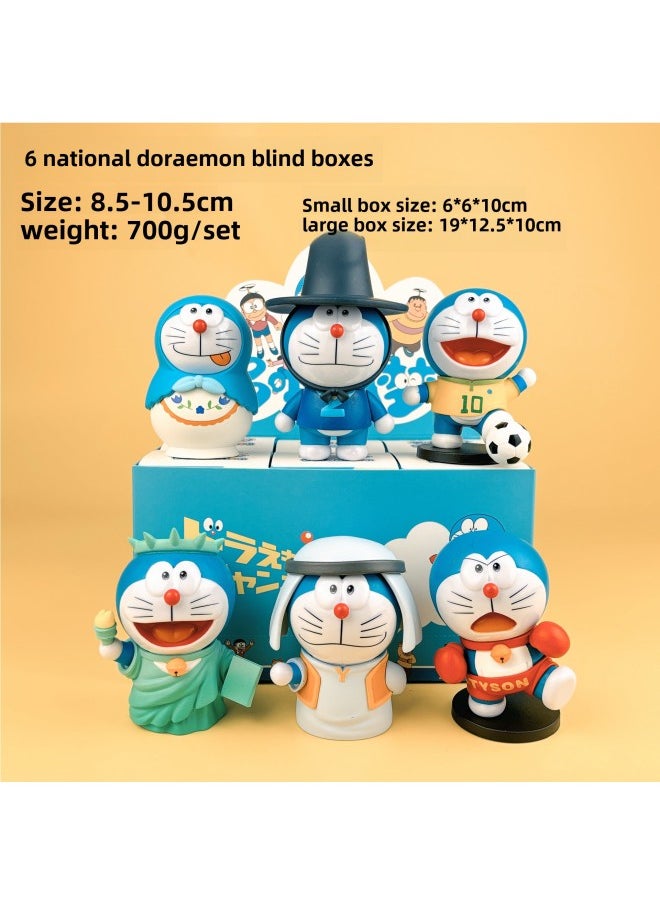 Generic - And Fast Delivery Doraemon Blind Box Hand-held National Jingle Travel Around The World Blue Fat Man Home Gashapon Ornaments-Color:8 Generations Of Cat Ear Jingle Cat Blind Boxes Are Random - Image 1