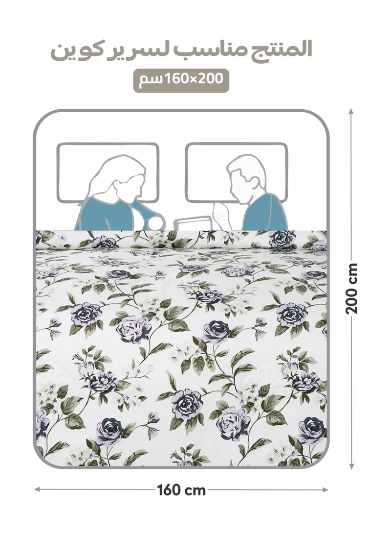 Donetella Printed 4-Pcs Queen Comforter Bedding Set Fits 160x200cm -Includes Comforter, Fitted Sheet, Pillow Shams & Pillowcases – Soft Microfiber Fabric with Soft 350 GSm Filling