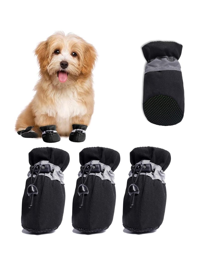 KASTWAVE Dog Shoes, Protective Dog Shoes with Reflective Straps - Non-Slip Booties for Small to Medium Dogs and Puppies - Set of 4 - Ideal Paw Protector for Hot Pavement (Size 5 Black) - Image 1