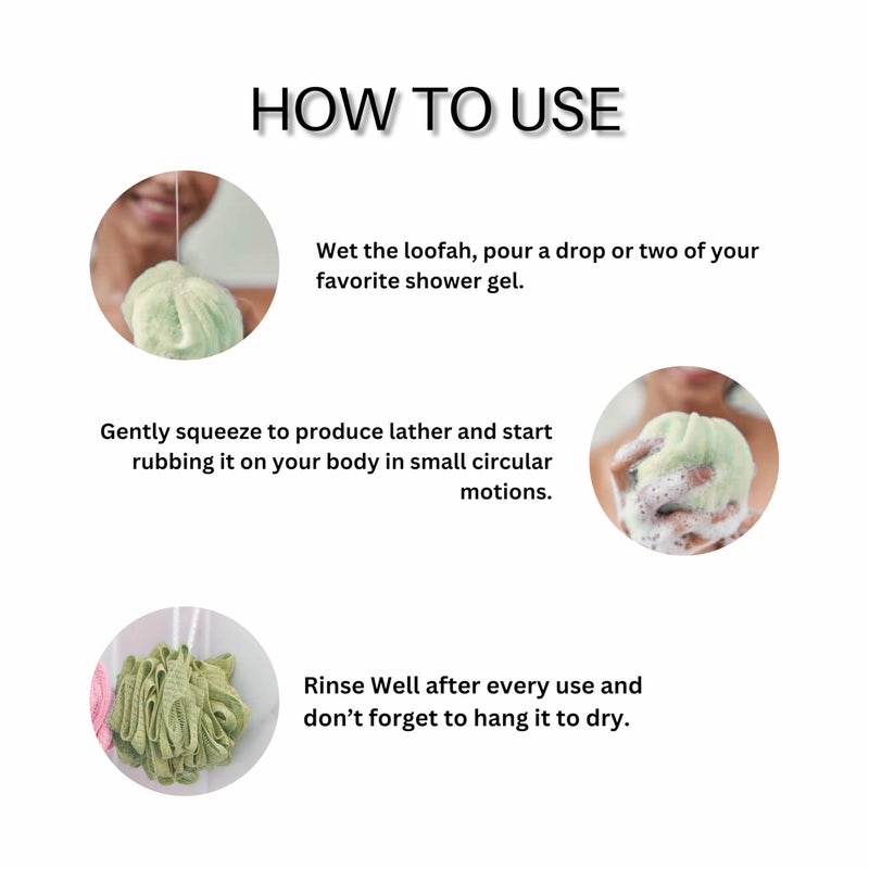 Caredone Luxury Bathing Loofah Sponge Exfoliator Scrubber for High Lather Cleansing| Round Sponge. (Purple Round Sponge) - Image 5