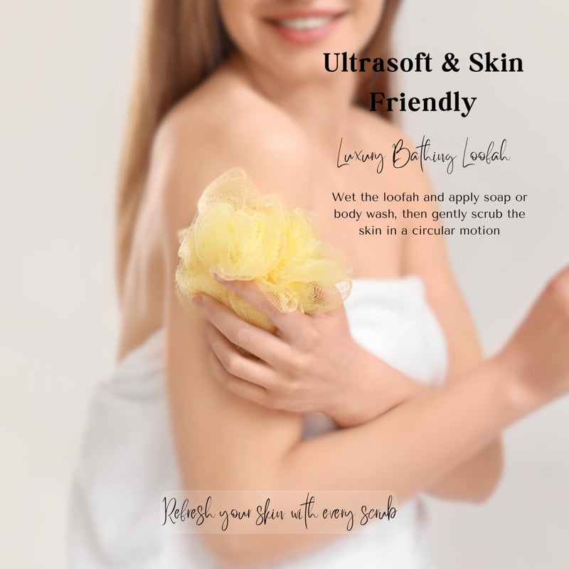 Caredone Luxury Bathing Loofah Sponge Exfoliator Scrubber for High Lather Cleansing| Round Sponge. (Purple Round Sponge) - Image 2