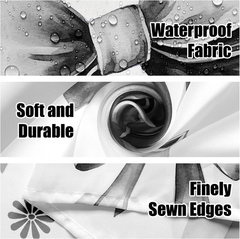 AamAccess Black Bow Shower Curtain Set, Cute Modern Girl Bathroom Aesthetic Polyester Cloth Fabric Bath Curtain Decor with Hooks 72x72 Inches - Image 5