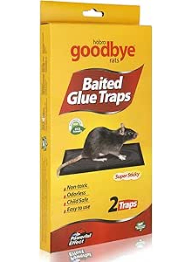 Habro Hobro Goodbye Rats Baited Glue Traps for Rats & Mice – Pack of 2 | Non-Toxic, Odorless & Extra Strong Adhesive – Eco-Friendly Rodent Control Boards - Image 1