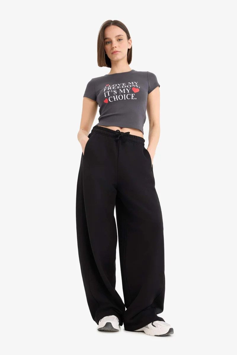 Defacto Fitted Crew Neck Printed Ribbon T-Shirt