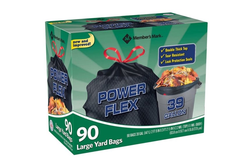 Members Mark 39 gal PowerGuard yd Drawstring Trash Bags 90 ct