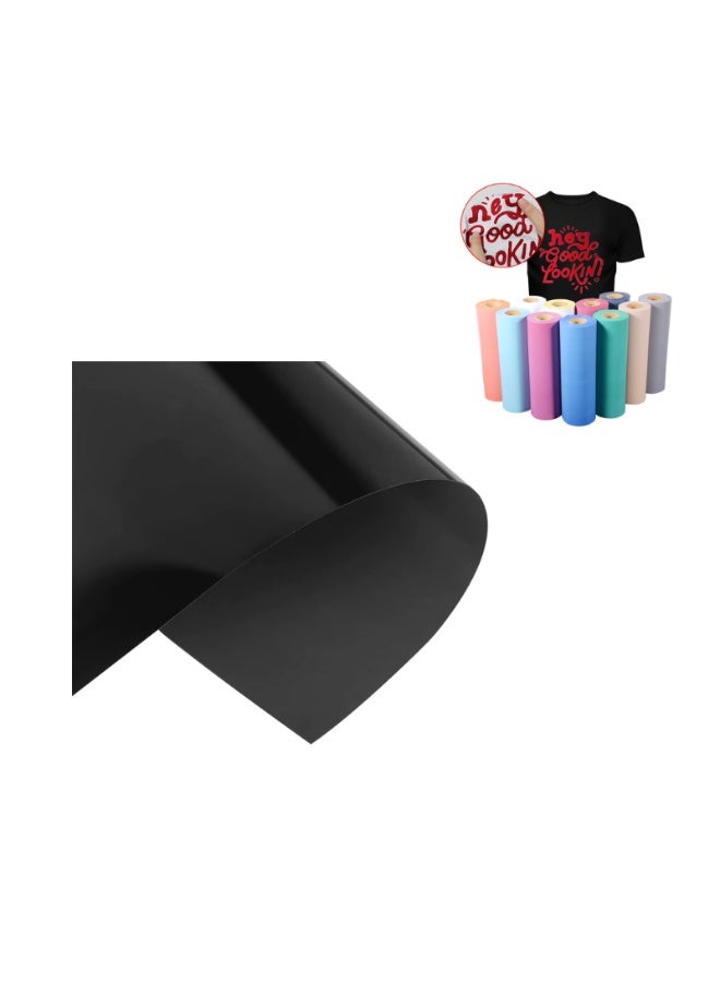 Kalon Flock Heat Transfer Vinyl 12" x 10ft Roll – Soft Plush Iron-On HTV for Apparel Decoration & DIY Crafts | Easy Weed | Long-Lasting Performance BLACK - Image 1
