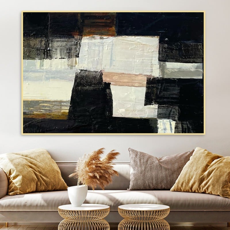 ماركتنا لوحة قماشية بتصميم الفن التشكيلي مع برواز مجوف مقاس (70×50) قطعة واحدة - Image 3