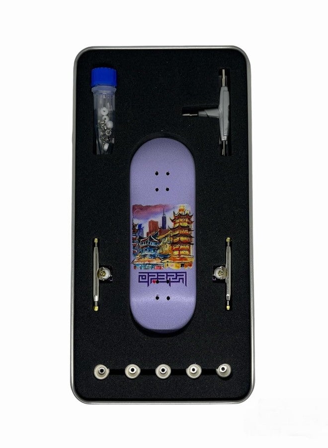 LEEFAI Pro Fingerboard Complete Set Up 34 * 96mm-Maples Wood Deck UV Printing Graphic 4.0 Trucks & 5 Urethane 65d Wheels-Op3ra Oriented Vibes - Image 1