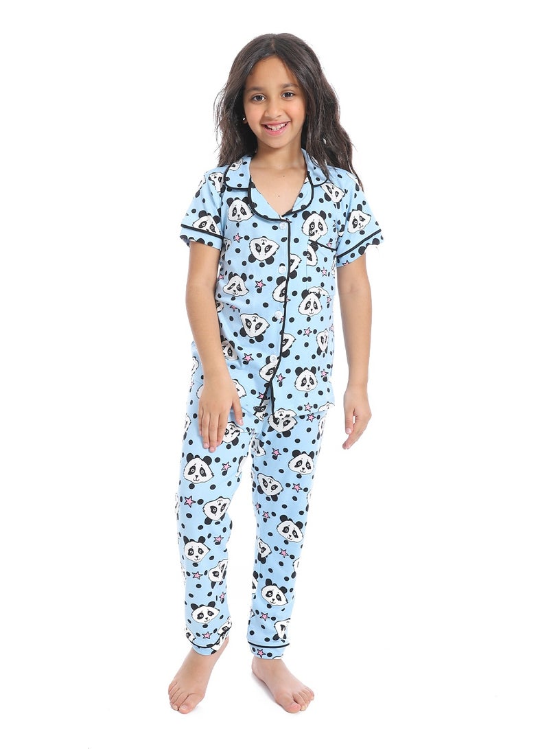 سيزار بيجامة بناتي متعددة الألوان ومزودة بزراير من الأمام - Image 1