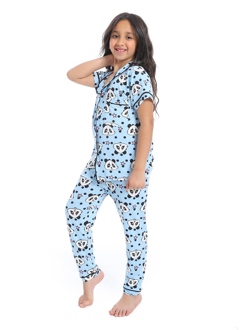 سيزار بيجامة بناتي متعددة الألوان ومزودة بزراير من الأمام - Image 2