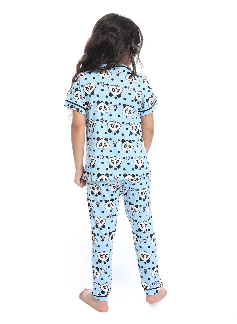 سيزار بيجامة بناتي متعددة الألوان ومزودة بزراير من الأمام - Image 3