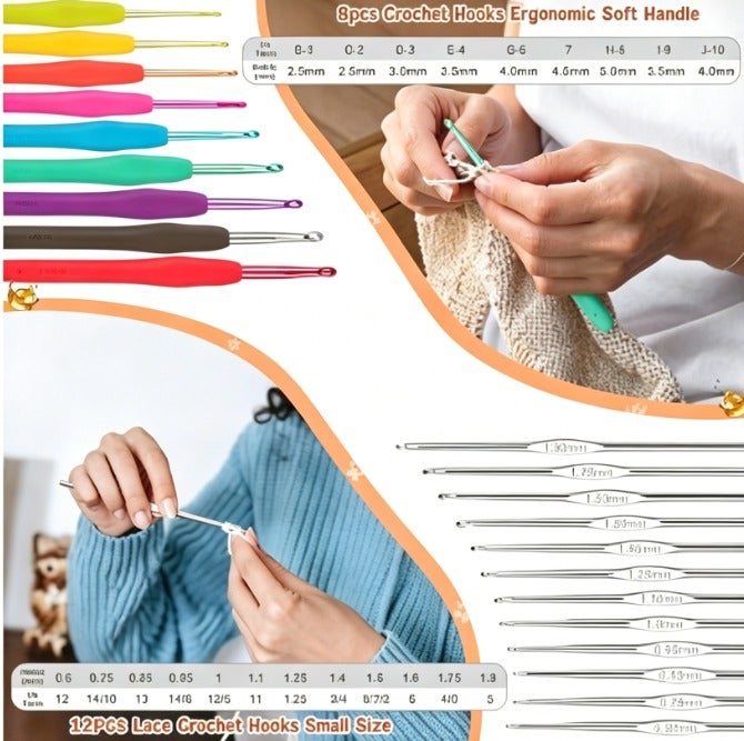 YZMA GLOBAL 58Pcs Portable Crochet Hook Set, Complete Beginner Crochet Kit with Multi-Size Hooks & Yarn, Ideal Gift for Mother and Grandmother - Image 5