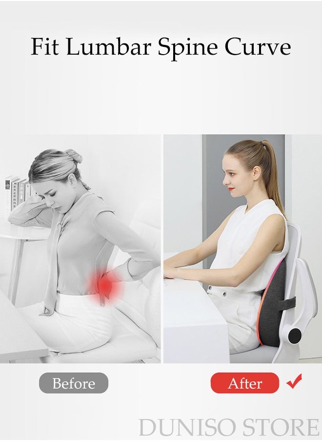 DUNISO - Lumbar Support Pillow for Office Chair Back Support Pillow for Car, Computer, Gaming Chair, Recliner Memory Foam Back Cushion for Back Pain Relief Improve Posture with Cover and Adjustable Straps - Image 1
