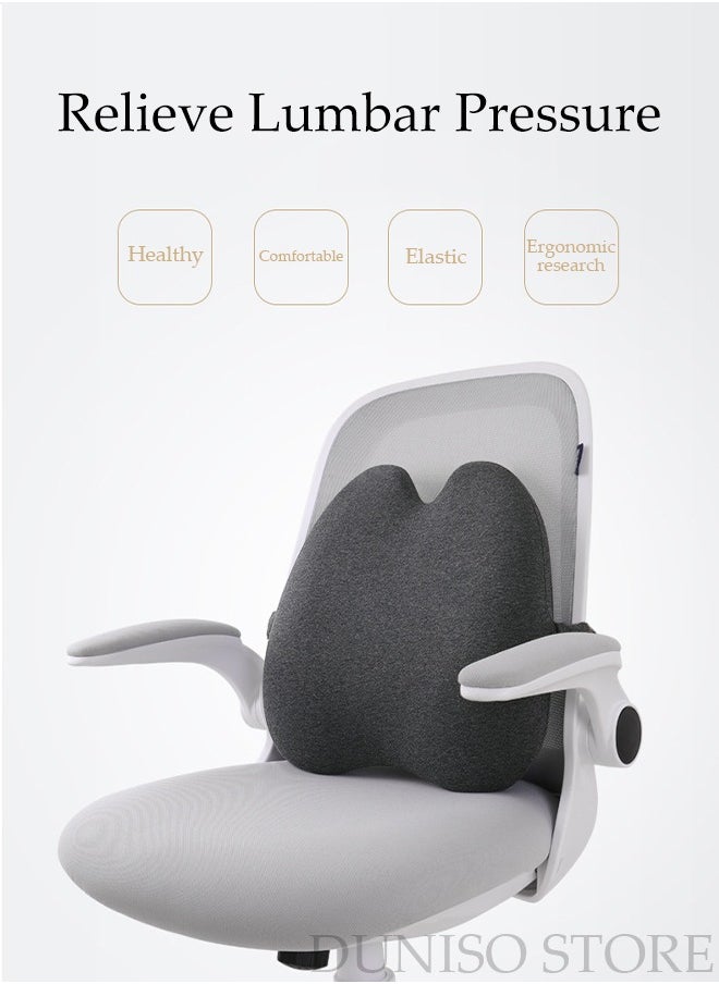 DUNISO - Lumbar Support Pillow for Office Chair Back Support Pillow for Car, Computer, Gaming Chair, Recliner Memory Foam Back Cushion for Back Pain Relief Improve Posture with Cover and Adjustable Straps - Image 1