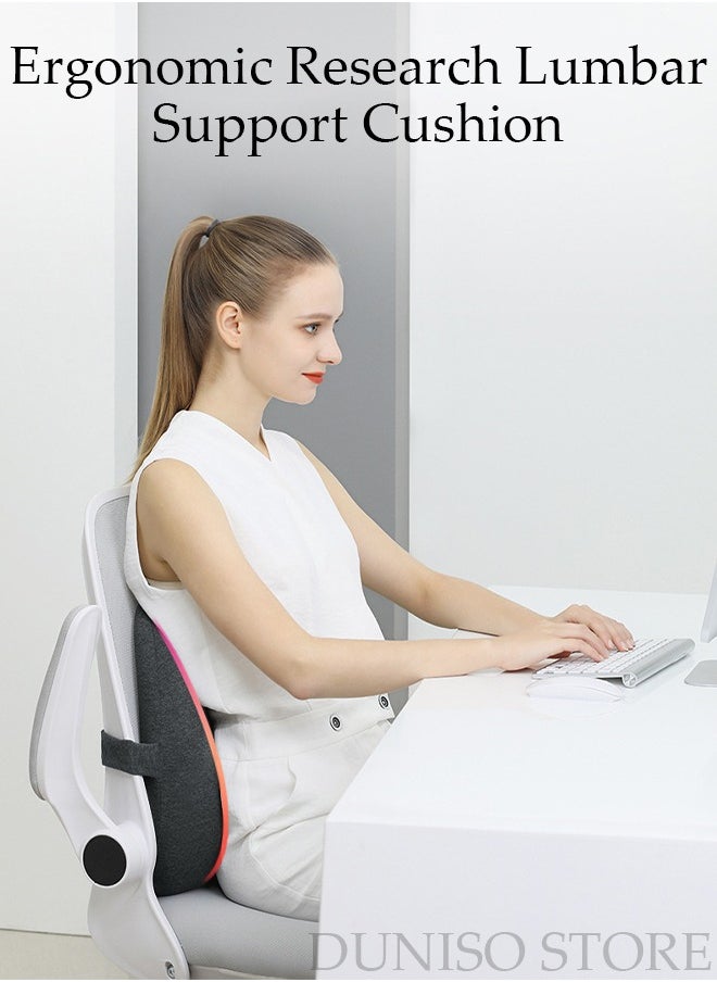 DUNISO - Lumbar Support Pillow for Office Chair Back Support Pillow for Car, Computer, Gaming Chair, Recliner Memory Foam Back Cushion for Back Pain Relief Improve Posture with Cover and Adjustable Straps - Image 1