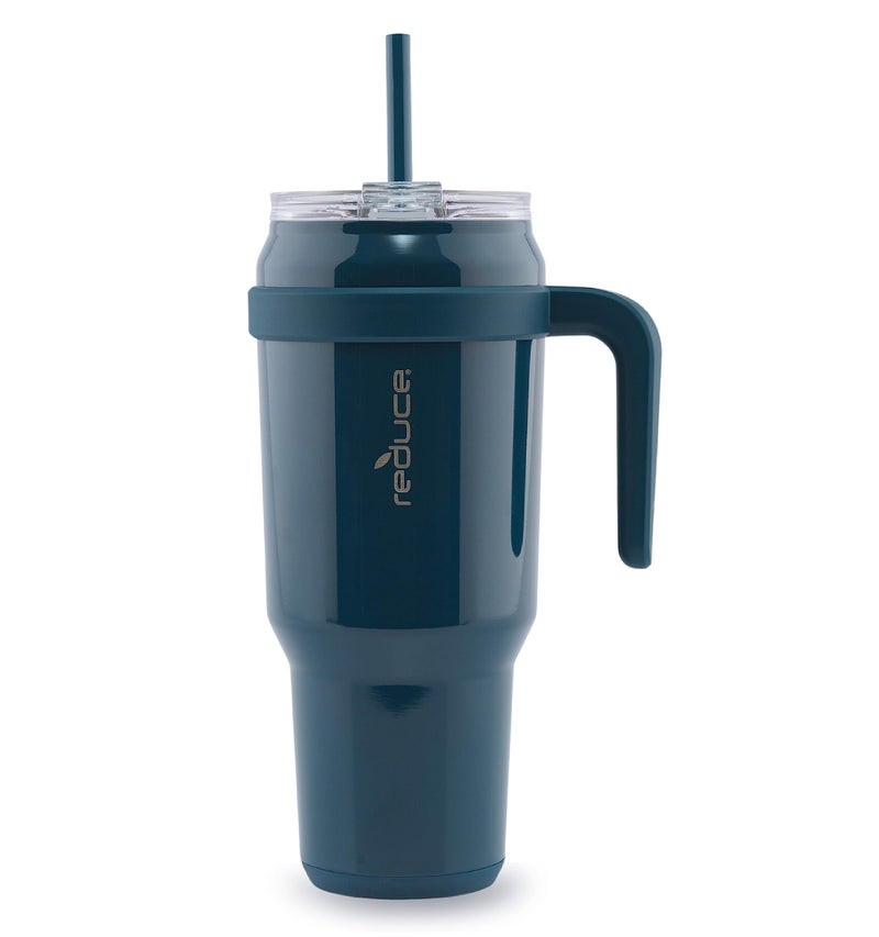 REDUCE 50 oz Stainless Steel Tumbler with Handle - Dual-Wall Vacuum Insulated Travel Mug  Sweat-Proof Lid & Reusable Straw - Keeps Drinks Cold for 24 Hrs  Fits Cupholders  Dishwasher Safe - Dark Web - Image 1