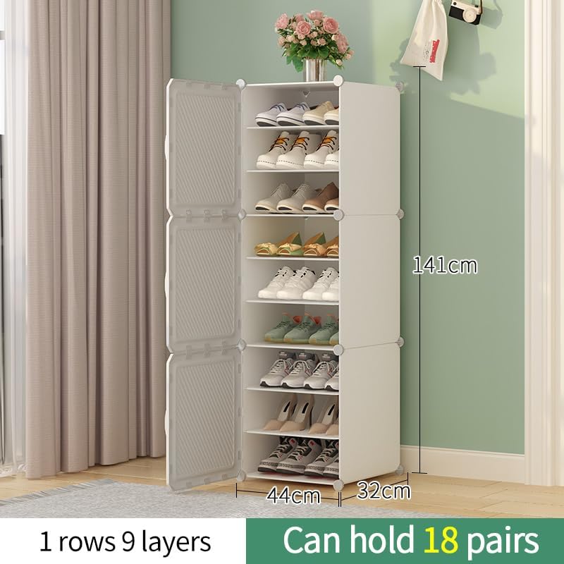 EXVITO Portable Shoe Rack for Home Plastic Shelves Household - 3 Door DIY Multipurpose Shoe Rack Organizer, Shoe Storage-Shelf with Dustproof Door Entryway for Heels/Slippers/Boots (Grey, 2 Door) - Image 2