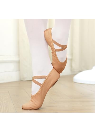 Stelle Women Ballet Shoes Highly Stretch Canvas Adult Ballet Slippers Split Sole Yoga Dance Shoe for Girls Boys(Sand,6MW) - Image 2
