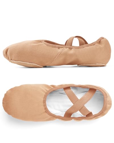 Stelle Women Ballet Shoes Highly Stretch Canvas Adult Ballet Slippers Split Sole Yoga Dance Shoe for Girls Boys(Sand,6MW) - Image 5