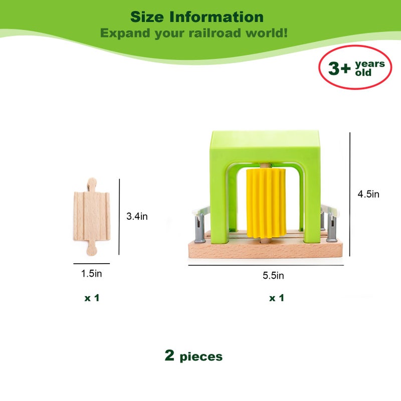 HANQIANN Wooden Car Wash Station with Train Truck,Expansion Pack Compatible with Railway Train Set,Wooden Toy Train Accessory for Kids Age 3 and Up - Image 3