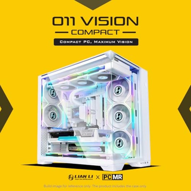 خزانة ألعاب لأنظمة ATX، مصنوعة من الألومنيوم الأبيض والزجاج المقسى، وتدعم E-ATX/Micro/Mini-ITX، وتتضمن دعامة مضادة للترهل لوحدة معالجة الرسومات (GPU) مثبتة مسبقًا - Image 2