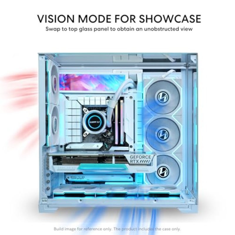خزانة ألعاب لأنظمة ATX، مصنوعة من الألومنيوم الأبيض والزجاج المقسى، وتدعم E-ATX/Micro/Mini-ITX، وتتضمن دعامة مضادة للترهل لوحدة معالجة الرسومات (GPU) مثبتة مسبقًا - Image 5