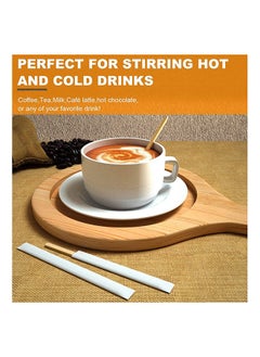MARKQ 14 cm Disposable Wooden Coffee Stirrers [100 Pack] Individually Wrapped Stir Sticks for Tea, Hot Chocolate and Craft Projects  - Image 4