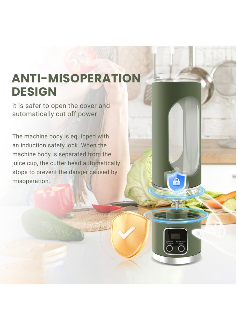 HUMJO Portable Juicer Blender Travel Leak-proof Juicer Cup Blender Machine for Juice Smoothies, Easy Clean,LCD Digital Display, 12 -Stainless Steel Blades,3 Modes,USB Charge,Wireless Mini Mixer Blender for Fresh Fruit Shakes with Lanyard - Image 5
