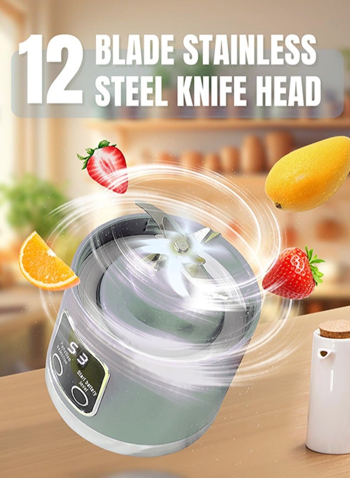 HUMJO Portable Juicer Blender Travel Leak-proof Juicer Cup Blender Machine for Juice Smoothies, Easy Clean,LCD Digital Display, 12 -Stainless Steel Blades,3 Modes,USB Charge,Wireless Mini Mixer Blender for Fresh Fruit Shakes with Lanyard - Image 2