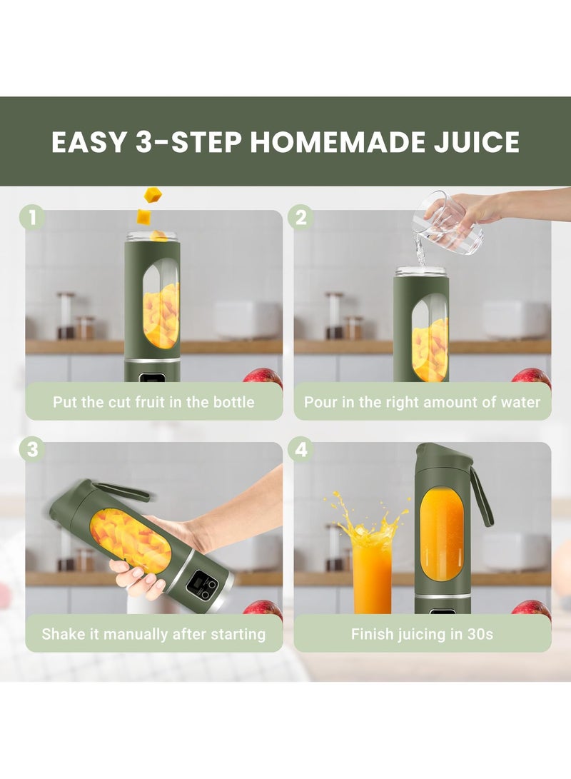 HUMJO Portable Juicer Blender Travel Leak-proof Juicer Cup Blender Machine for Juice Smoothies, Easy Clean,LCD Digital Display, 12 -Stainless Steel Blades,3 Modes,USB Charge,Wireless Mini Mixer Blender for Fresh Fruit Shakes with Lanyard - Image 3