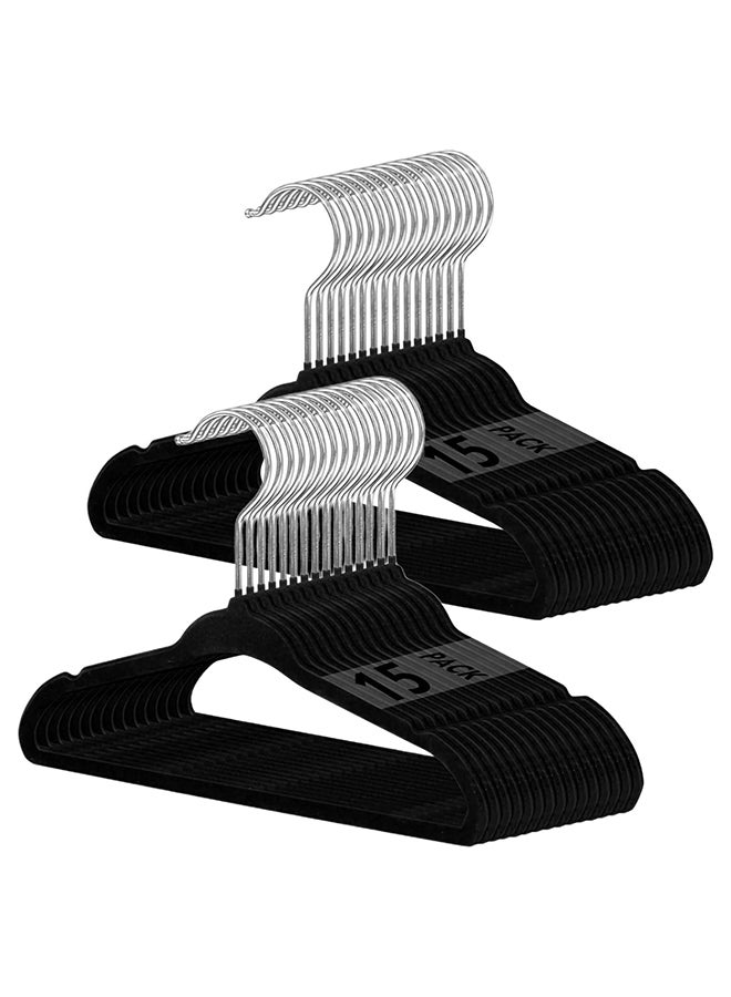 SKY-TOUCH NonSlip Velvet Kids Hangers 15 Pack Premium Baby Clothes Hangers with 360 Chrome Swivel Hook NonSlip Toddler Hangers for Childrens and Kids Clothes Spacesaving Black  - Image 1