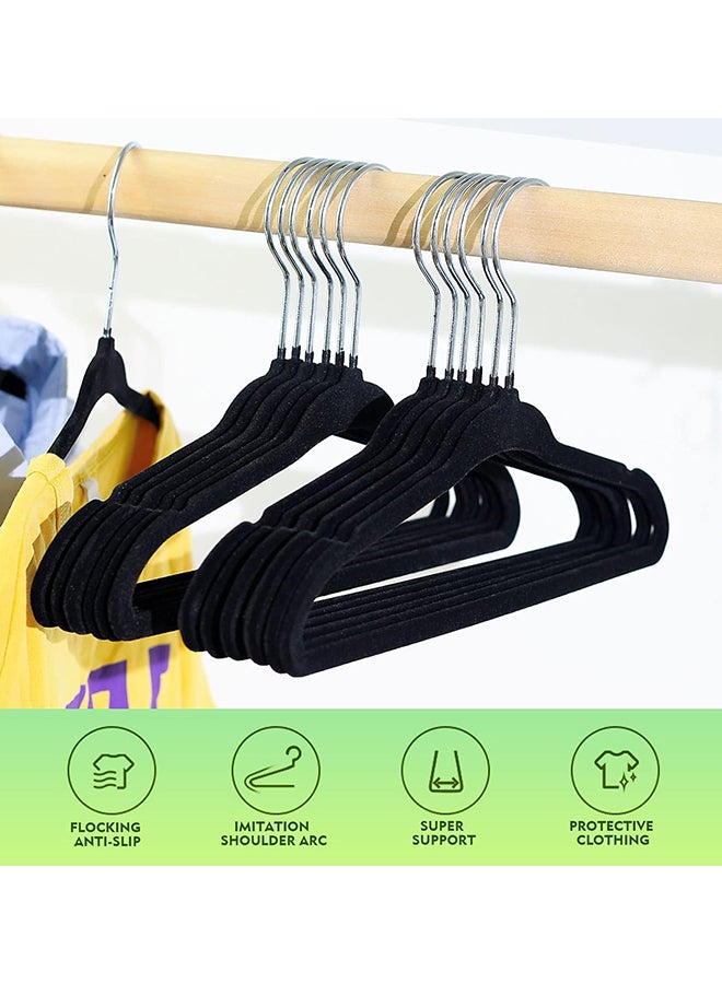 SKY-TOUCH NonSlip Velvet Kids Hangers 15 Pack Premium Baby Clothes Hangers with 360 Chrome Swivel Hook NonSlip Toddler Hangers for Childrens and Kids Clothes Spacesaving Black  - Image 2