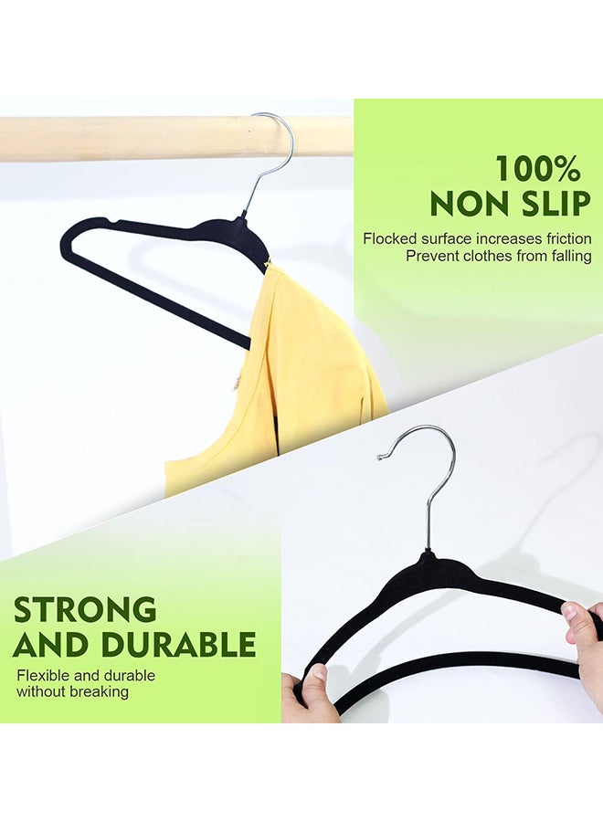 SKY-TOUCH NonSlip Velvet Kids Hangers 15 Pack Premium Baby Clothes Hangers with 360 Chrome Swivel Hook NonSlip Toddler Hangers for Childrens and Kids Clothes Spacesaving Black  - Image 4