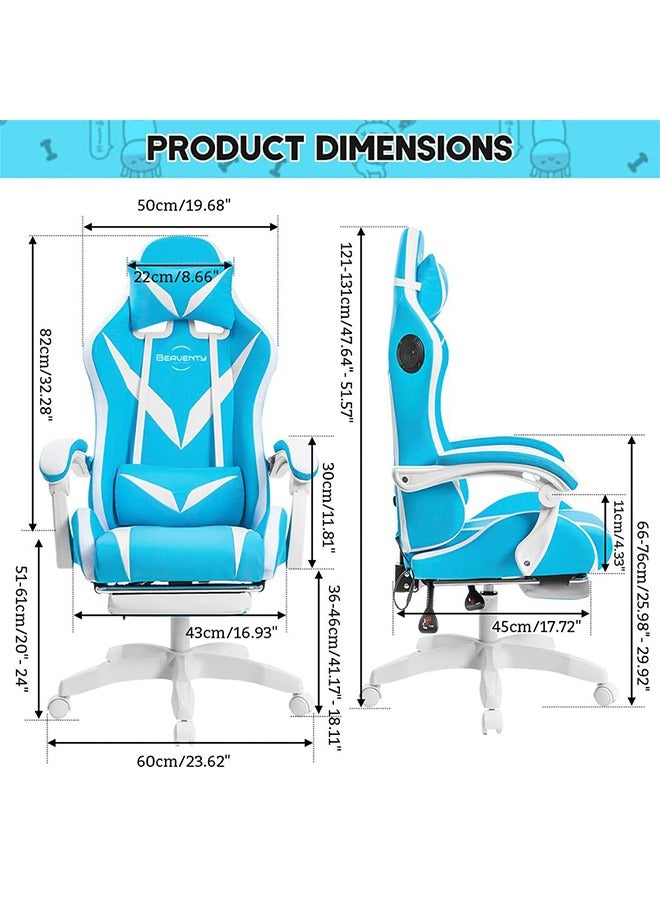NIBEMINENT Gaming Chair with Bluetooth Speakers and RGB LED Lights, Ergonomic Massage Video Game Chair, Computer Chair with Footrest, High Back Desk Chair with Lumbar Support  - Image 3