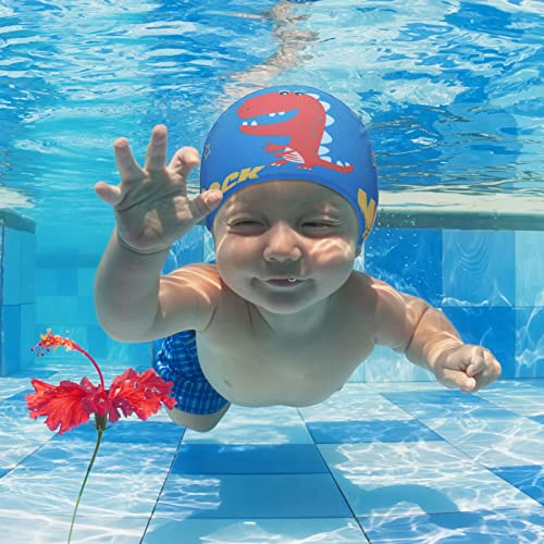 Geyoga 3 Pcs Kids Swim Caps for Boys Girls Age 2-12 Swimming Hat Pool Cap Child Swim Hat for Toddler Youth(Vivid Style) - Image 5